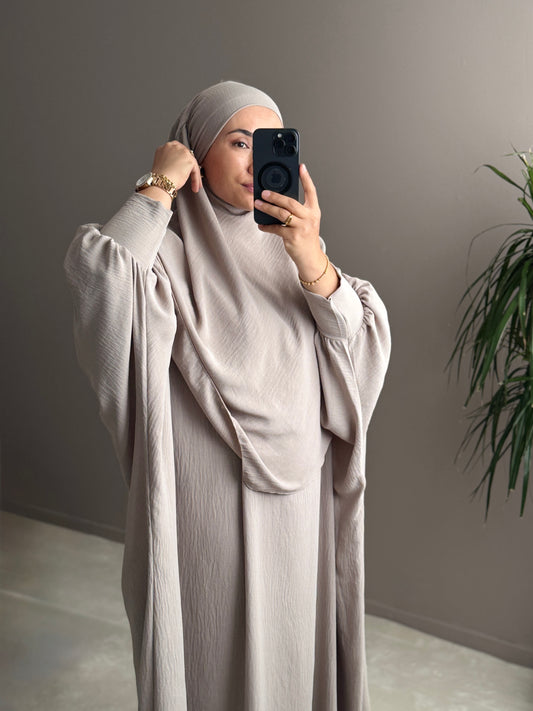 ENSEMBLE ABAYA AVEC KHIMAR DOUBLE COUCHE