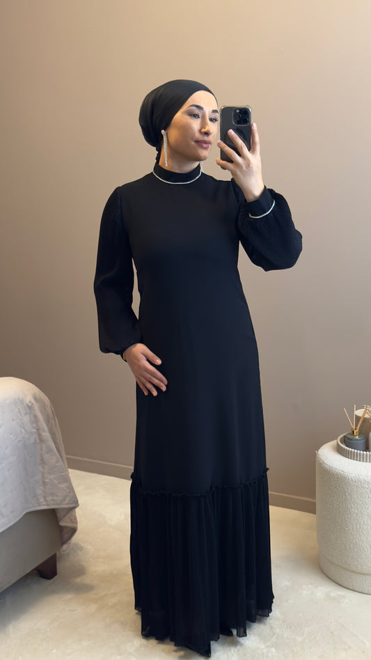ROBE HIJAB NOIR -SIYAH KREP ELBISE