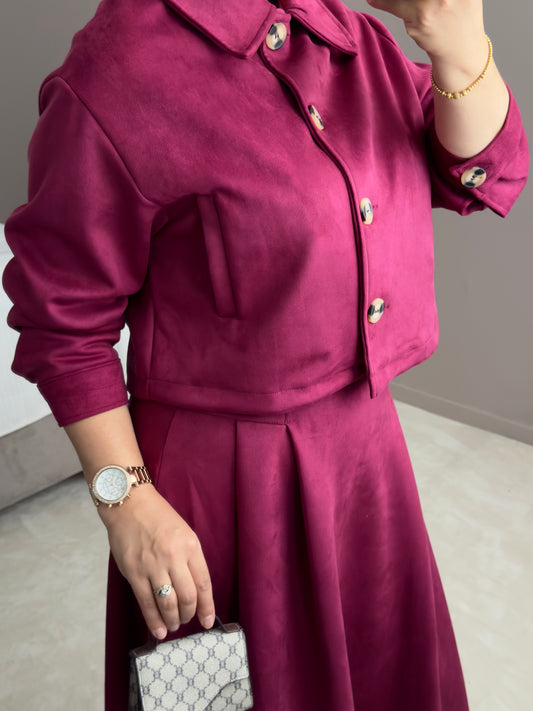 ENSEMBLE BORDEAU EN SUEDE