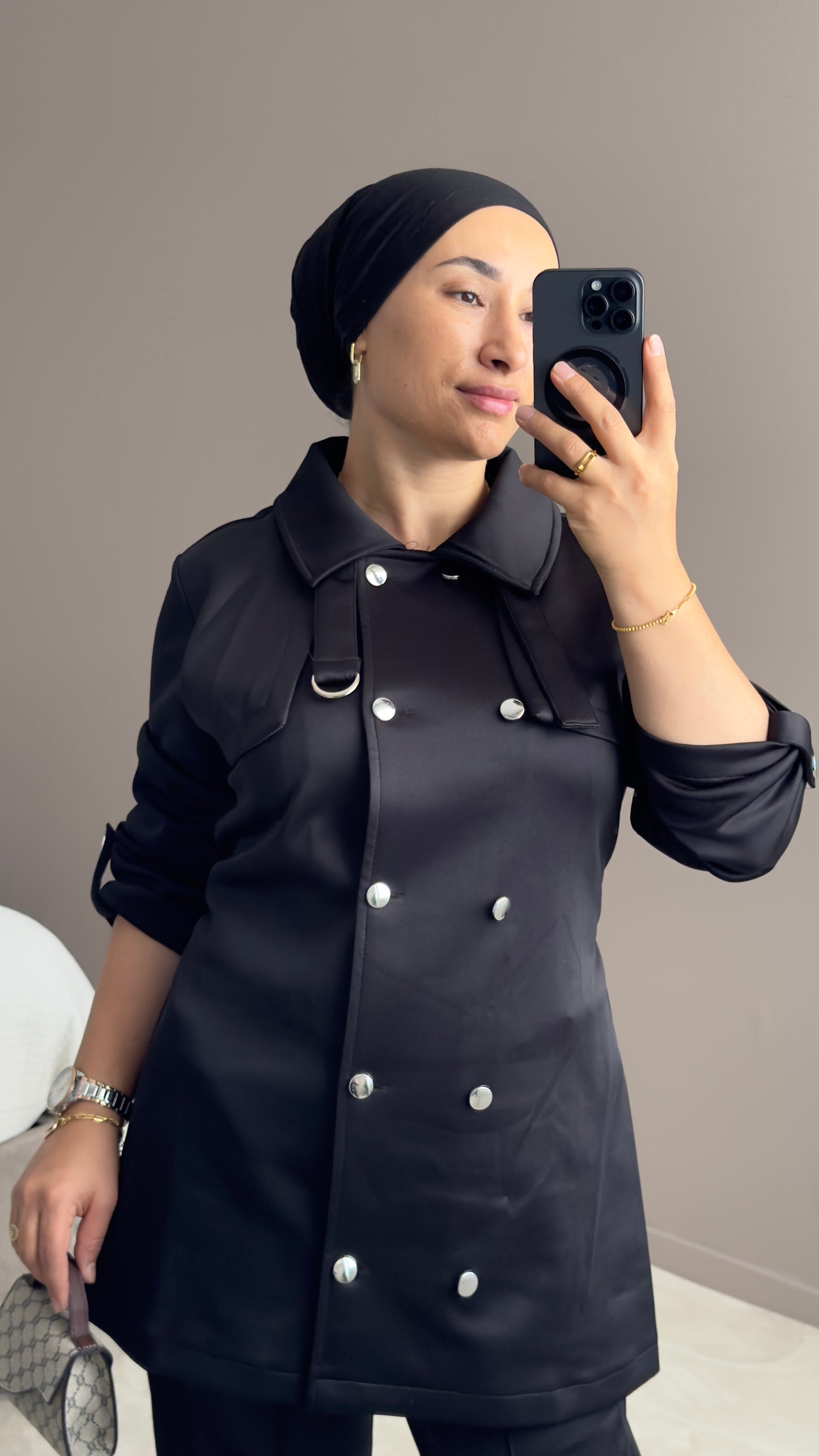 ENSEMBLE DE SURVETEMENT NOIR EN TISSU SCUBA