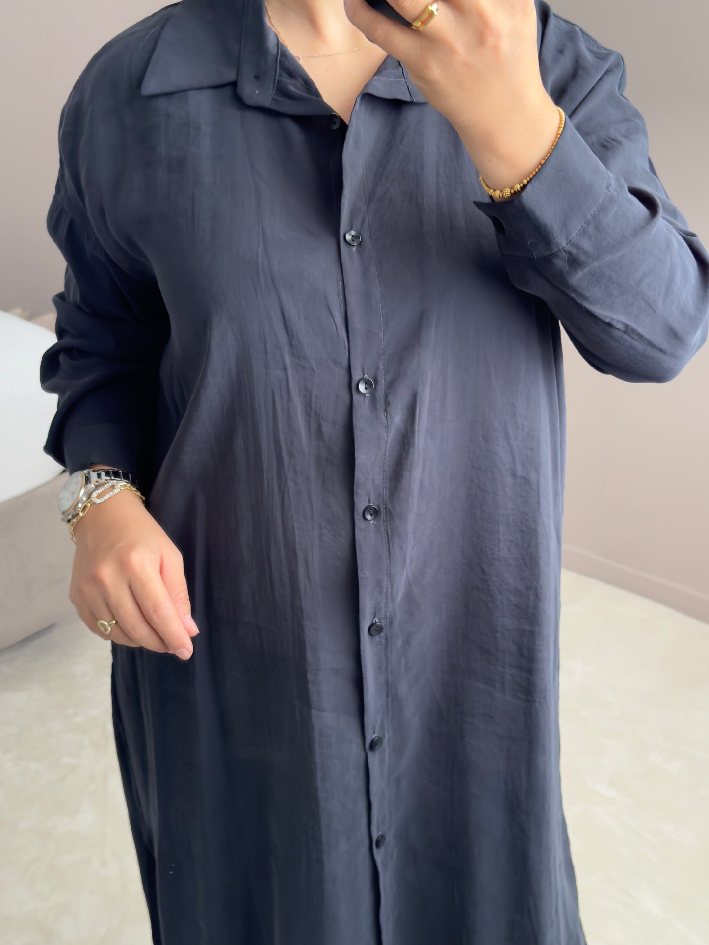 CHEMISE LONGUE TISSU MODAL AVEC DES FENTES