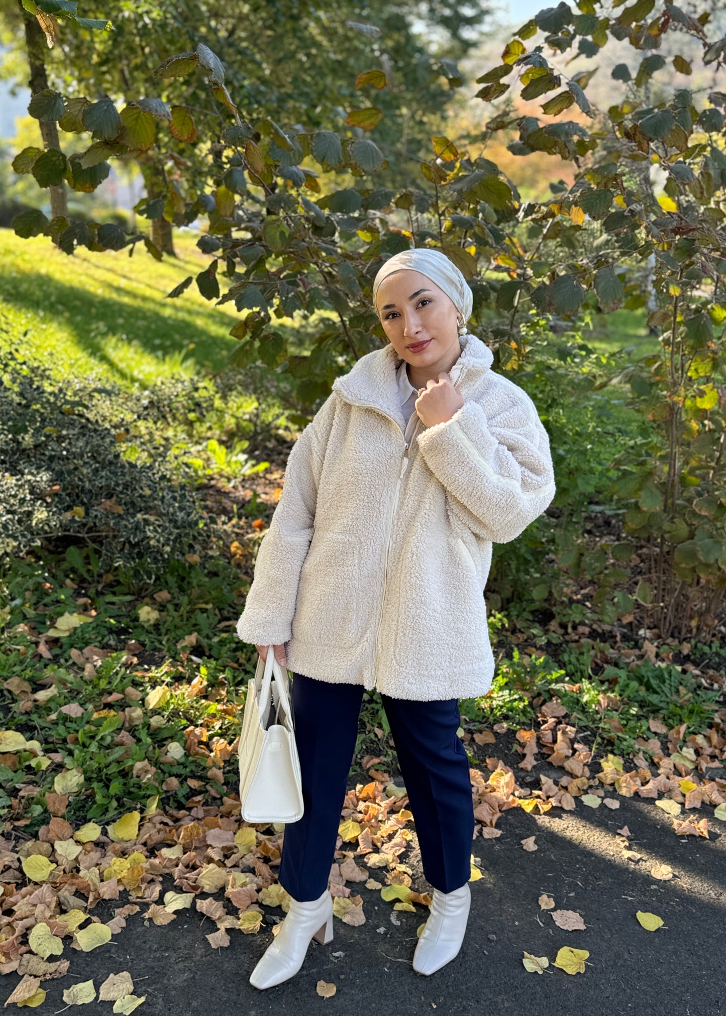 MANTEAU PELUCHE FEMME CREME-KREM RENGI PELUS KADIN MONTU
