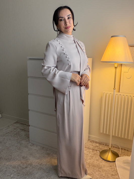 Ensemble femme avec pantalon jupe et tunique longue