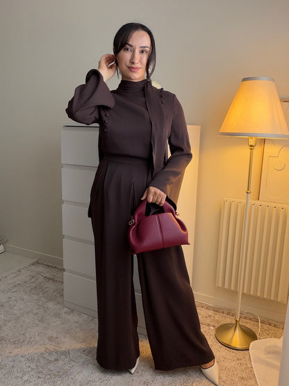 Ensemble femme avec pantalon jupe et tunique longue