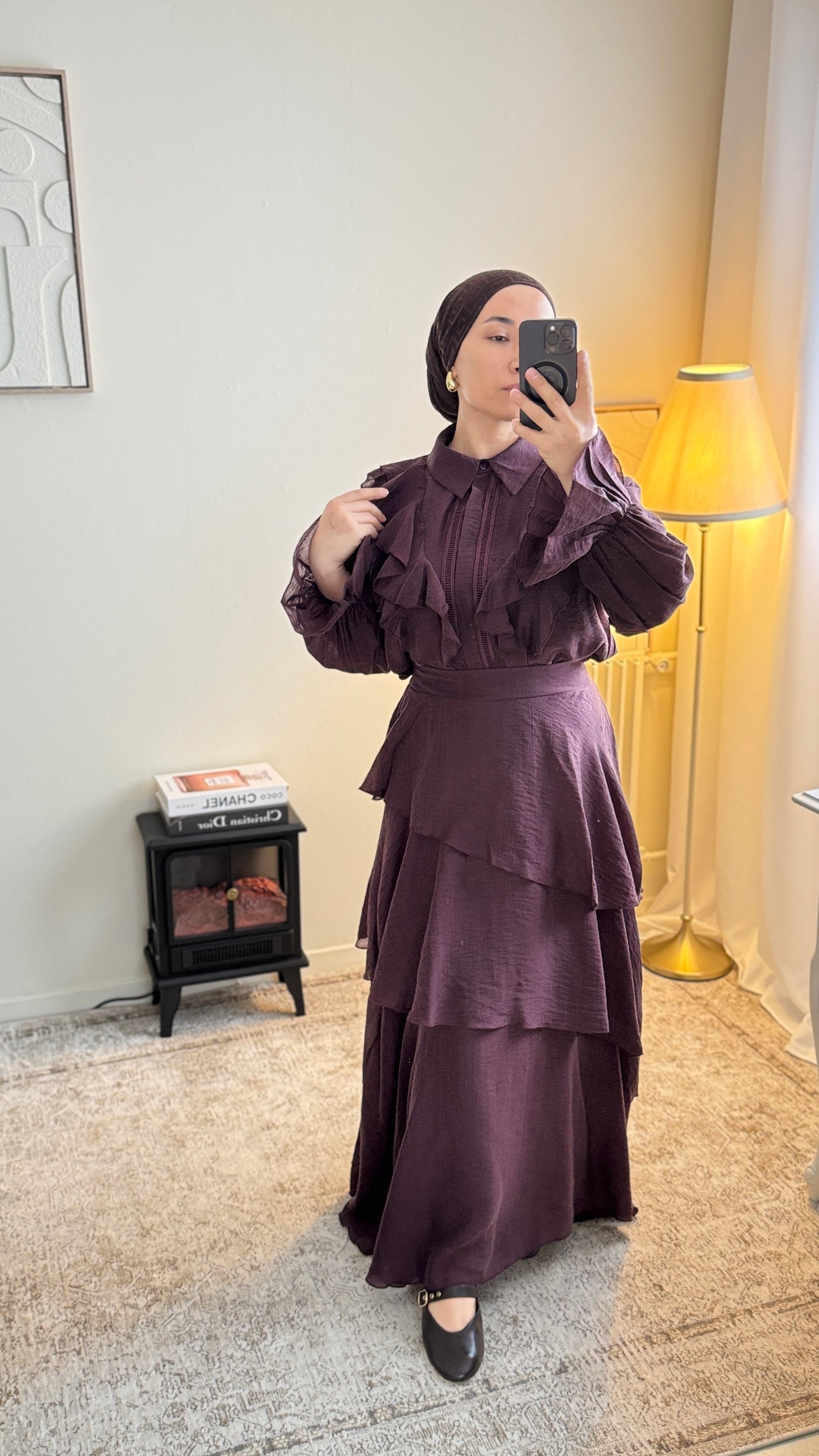 Ensemble Modeste Elise-Deux Pièces,Jupe Elastique,Double,Coupe Fluide,Entierement Doublé