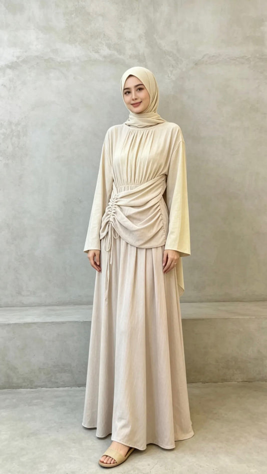 Robe Longue Drapée – Taille Unique