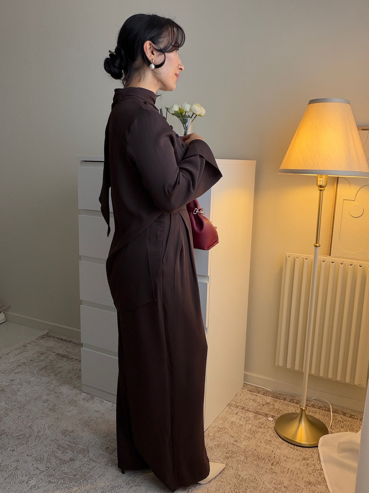 Ensemble femme avec pantalon jupe et tunique longue