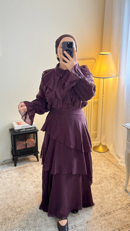 Ensemble Modeste Elise-Deux Pièces,Jupe Elastique,Double,Coupe Fluide,Entierement Doublé