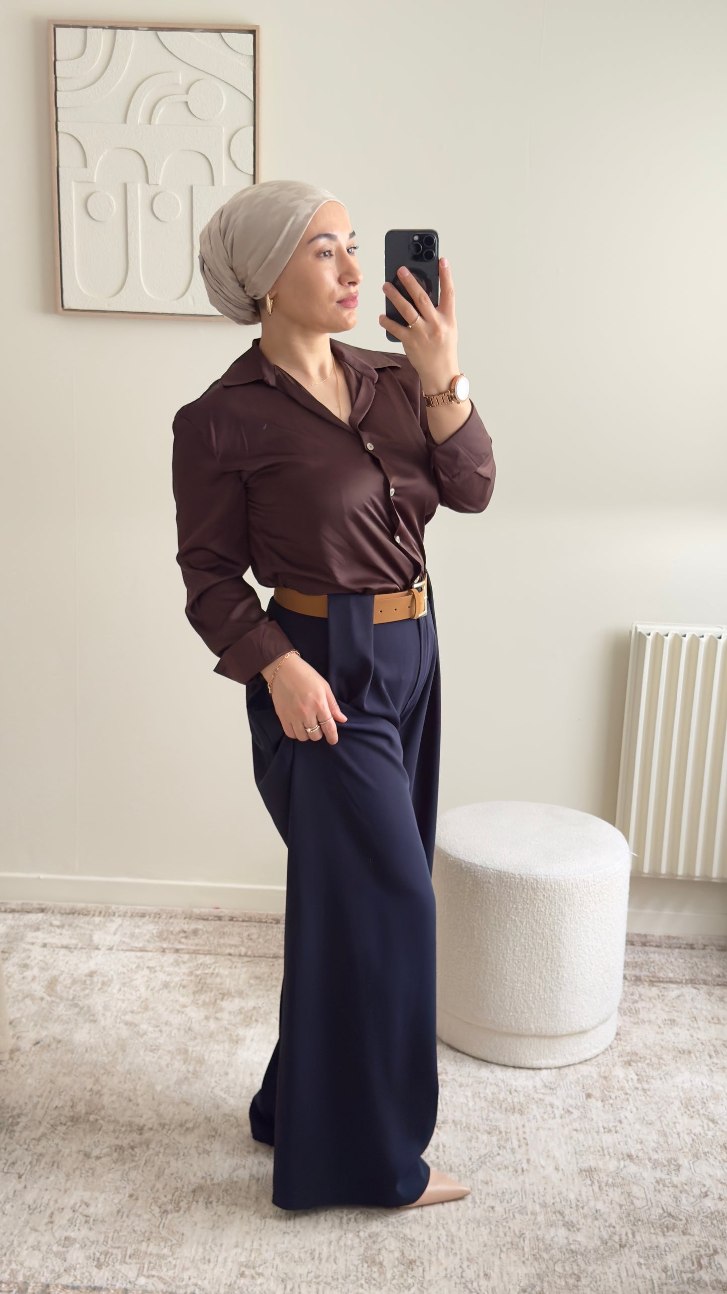 Pantalon large taille haute