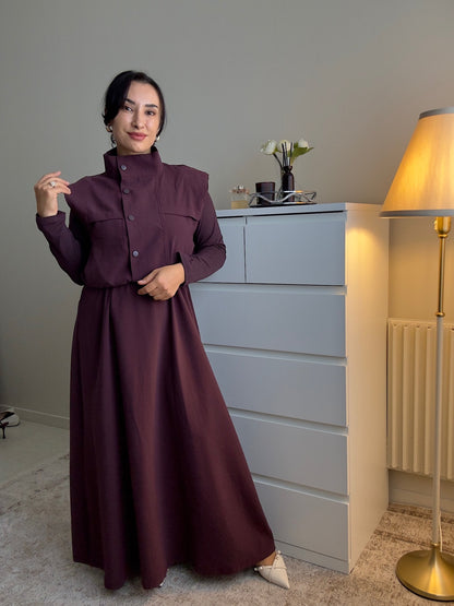 Ensemble 2 pièces femme – Robe longue en tissu Tencel avec gilet