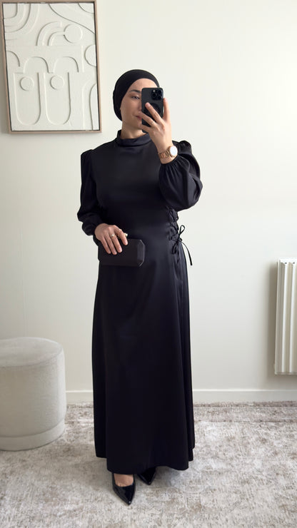 Robe en Satin à Lacets Croisés | Coupe Élégante et Confortable