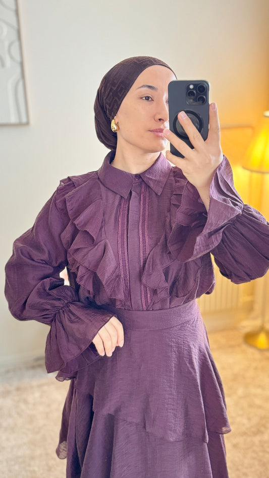 Ensemble Modeste Elise-Deux Pièces,Jupe Elastique,Double,Coupe Fluide,Entierement Doublé