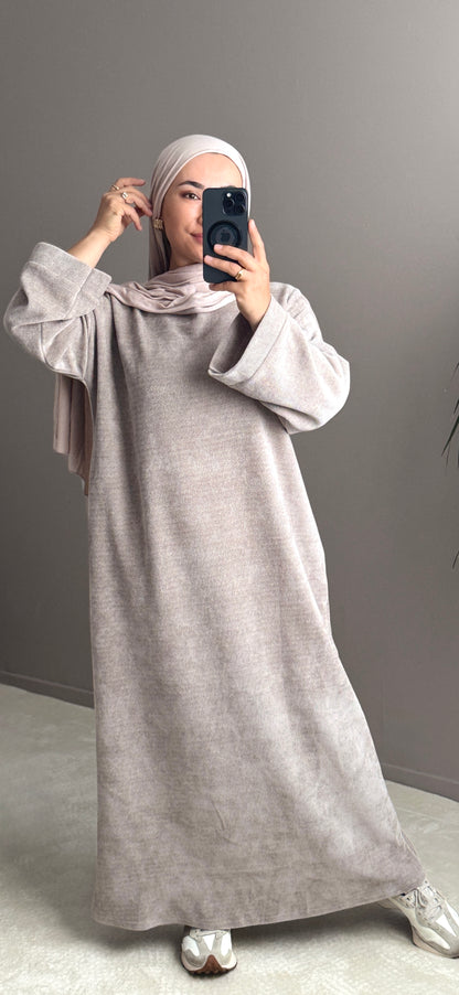 ROBE LONGUE VELOURS MOCCA