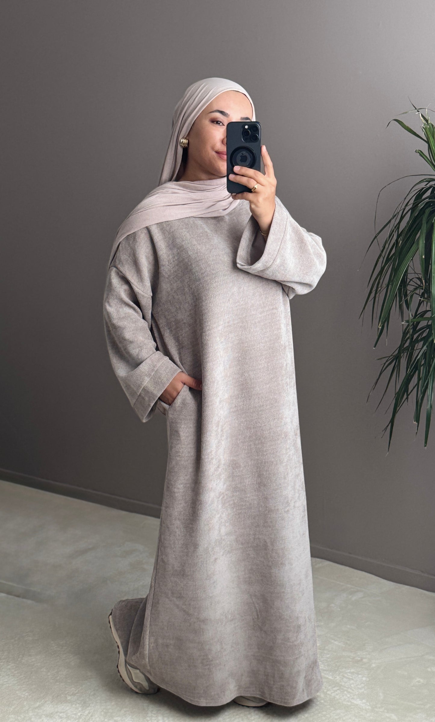 ROBE LONGUE VELOURS MOCCA