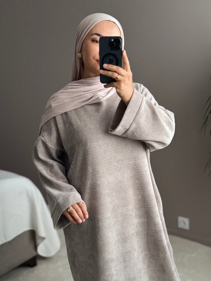 ROBE LONGUE VELOURS MOCCA