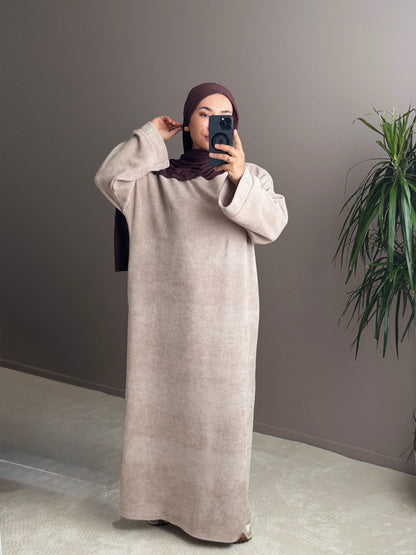 ROBE LONGUE VELOURS BEIGE