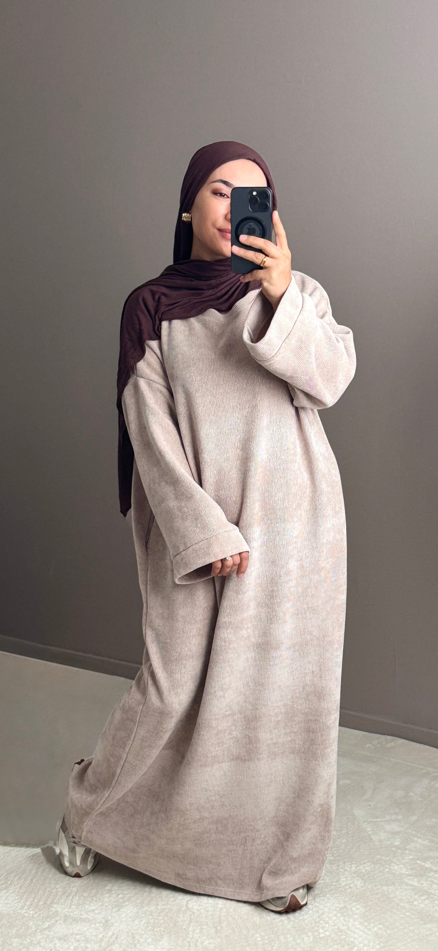 ROBE LONGUE VELOURS BEIGE