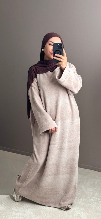 ROBE LONGUE VELOURS BEIGE