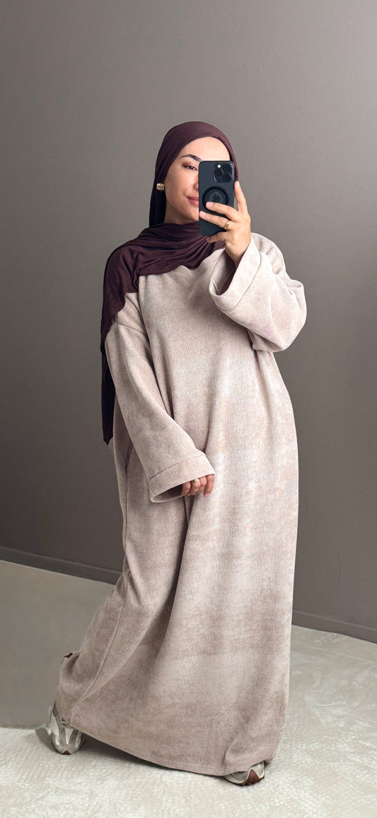 ROBE LONGUE VELOURS BEIGE