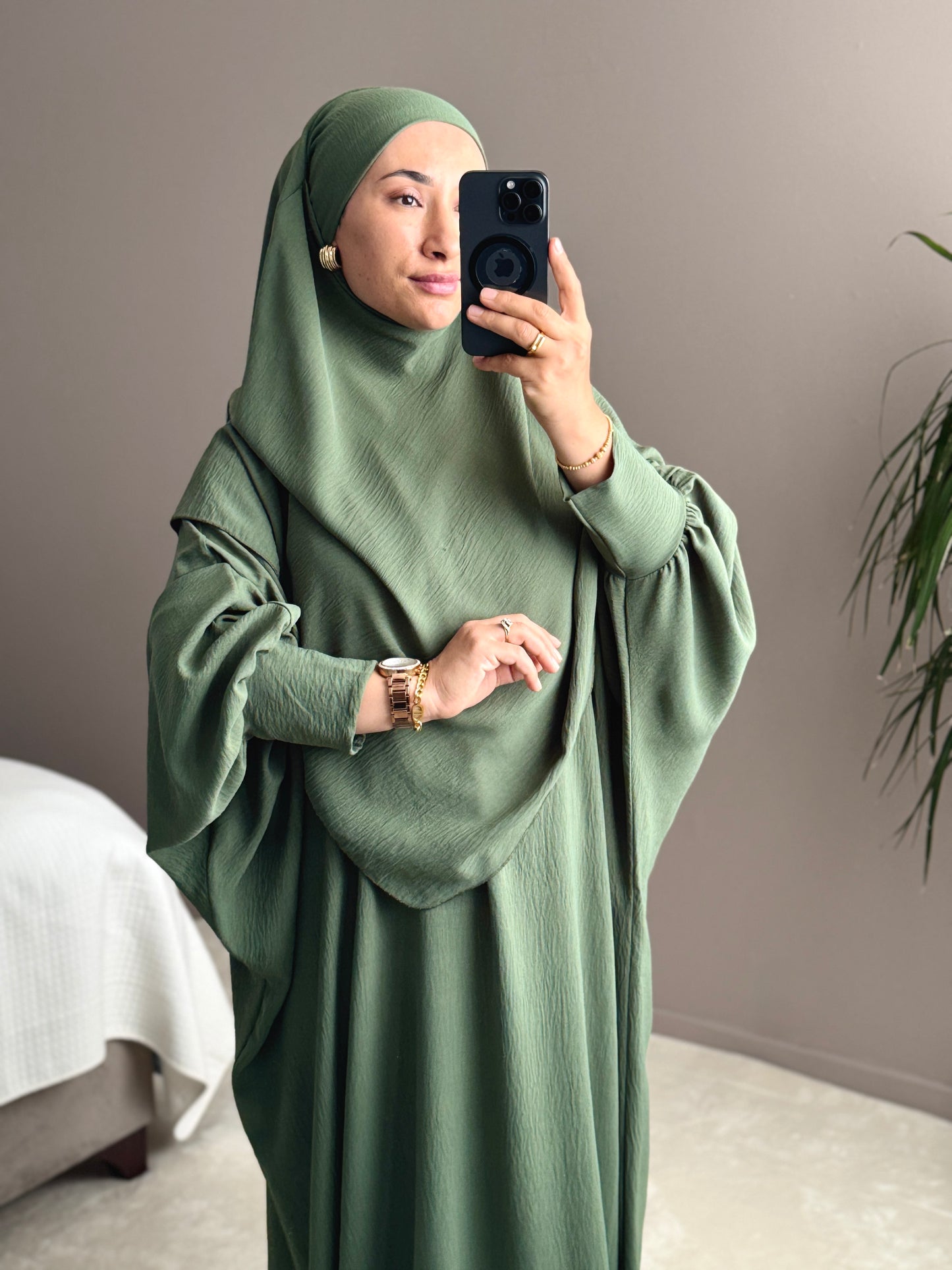ENSEMBLE ABAYA AVEC KHIMAR DOUBLE COUCHE