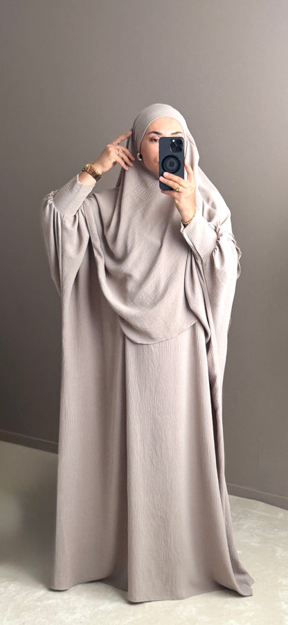 ENSEMBLE ABAYA AVEC KHIMAR DOUBLE COUCHE