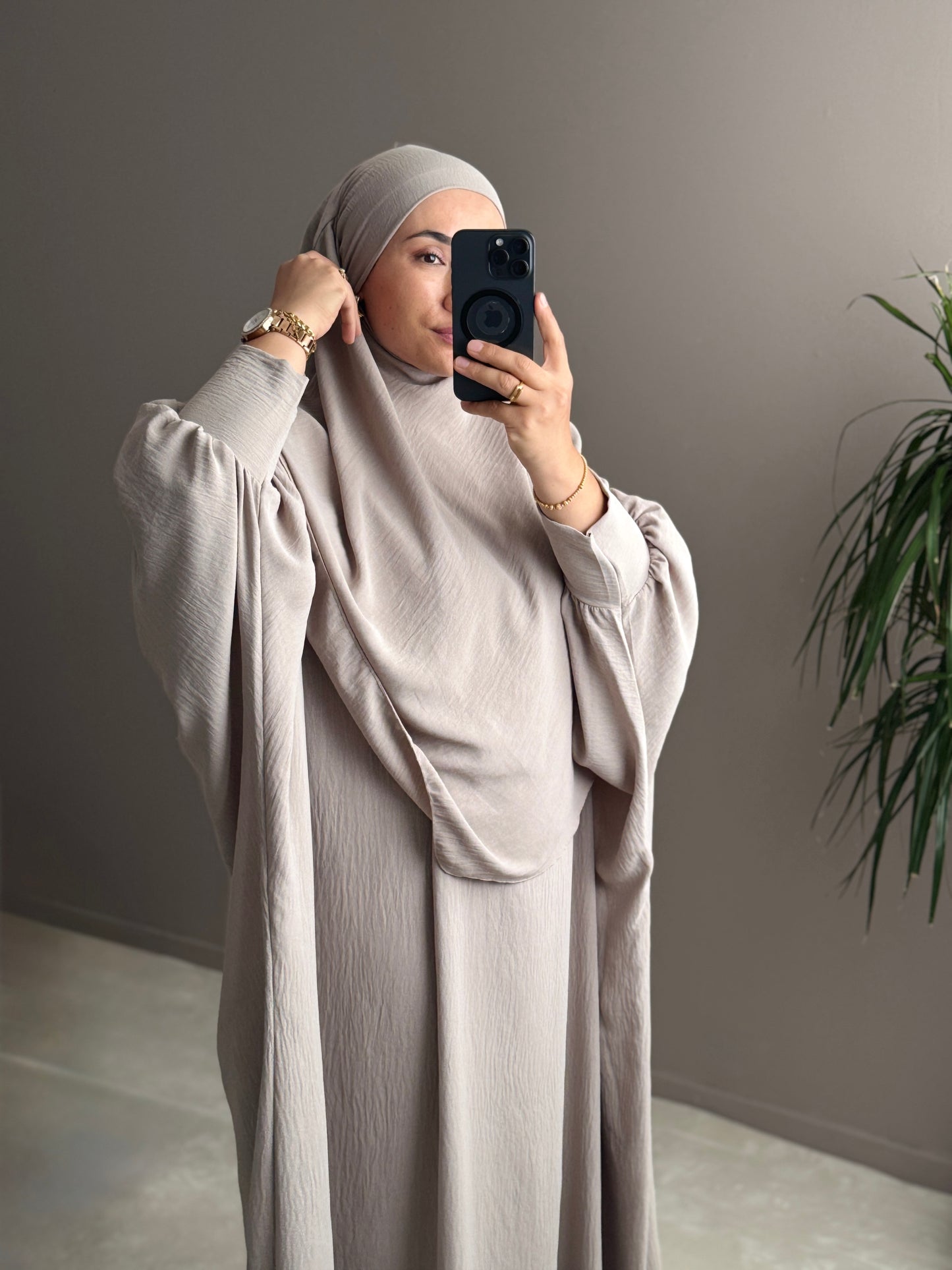 ENSEMBLE ABAYA AVEC KHIMAR DOUBLE COUCHE