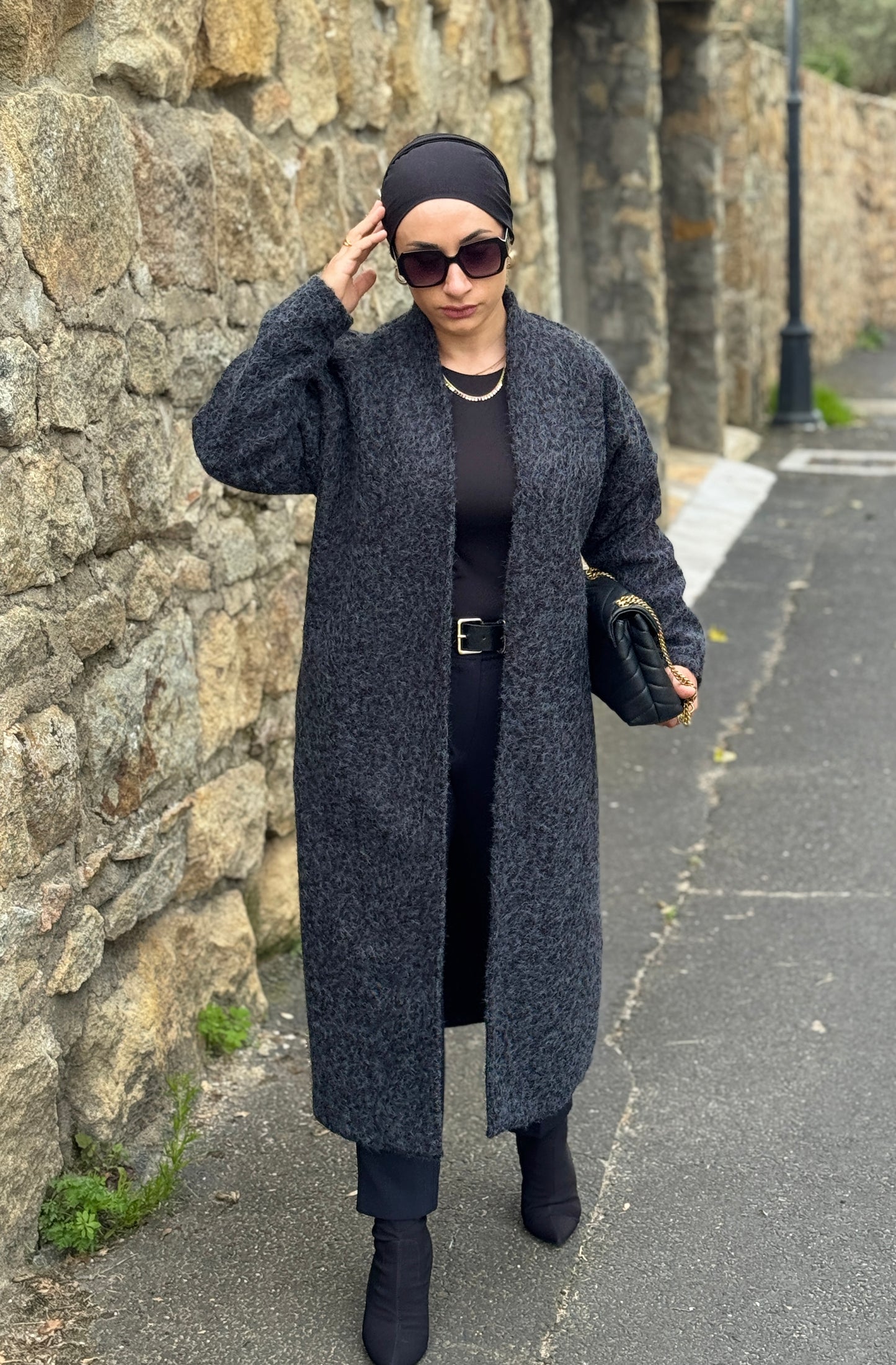 MANTEAU ANTHRACITE OVERSIZE