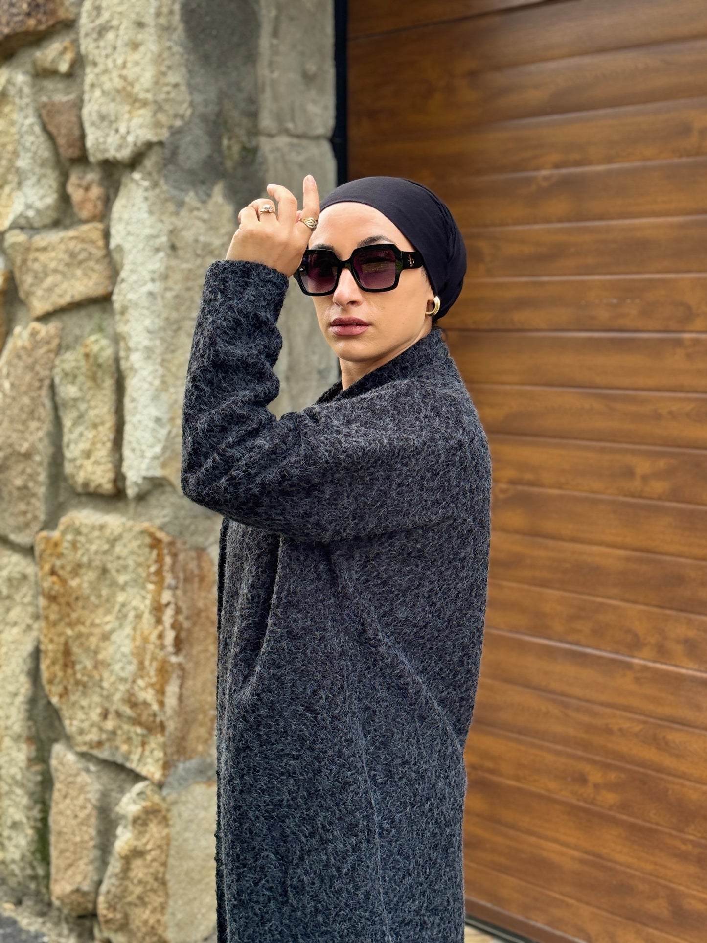 MANTEAU ANTHRACITE OVERSIZE