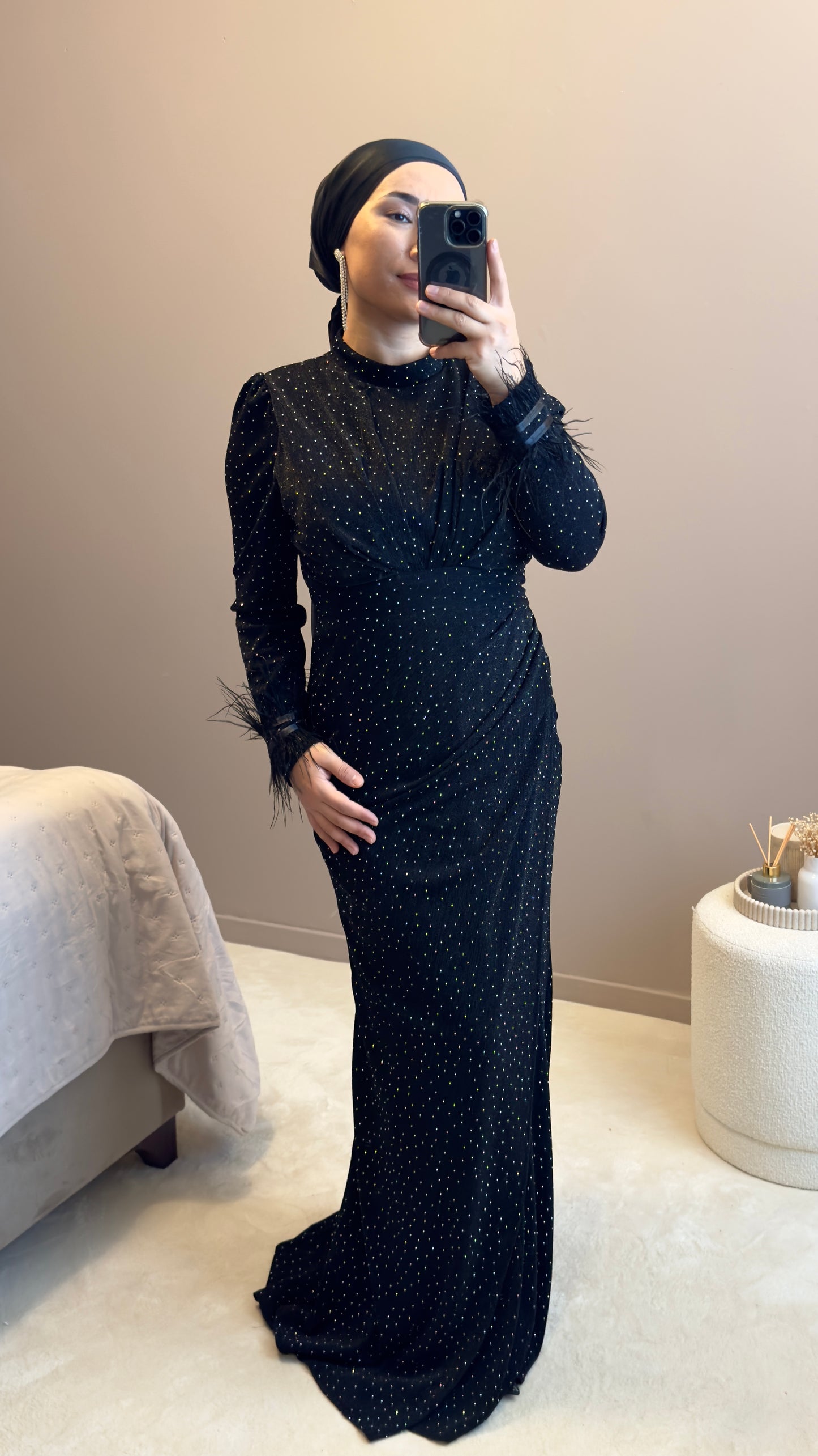 ROBE DE SOIREE - SIYAH TESETTUR ABIYE