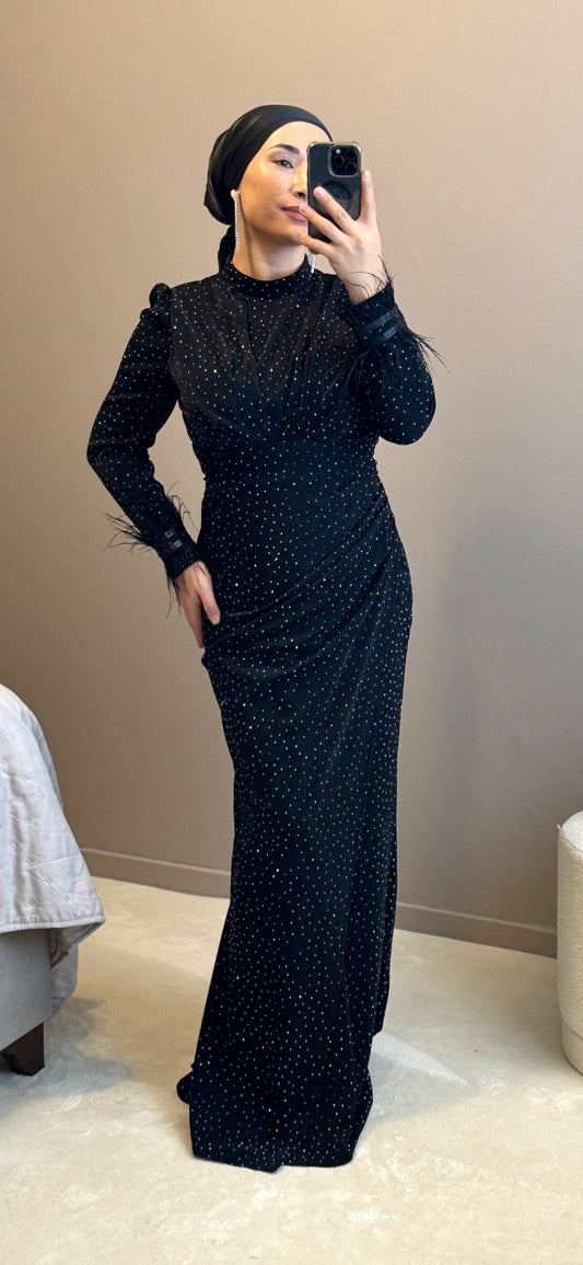 ROBE DE SOIREE - SIYAH TESETTUR ABIYE