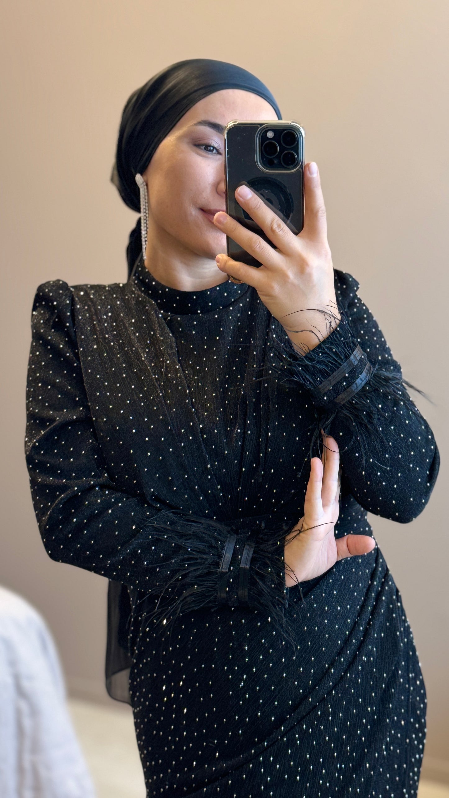 ROBE DE SOIREE - SIYAH TESETTUR ABIYE