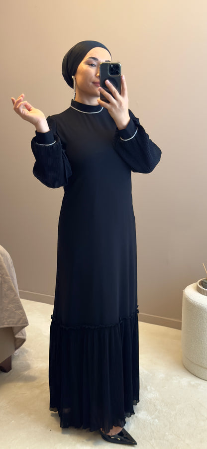ROBE HIJAB NOIR -SIYAH KREP ELBISE
