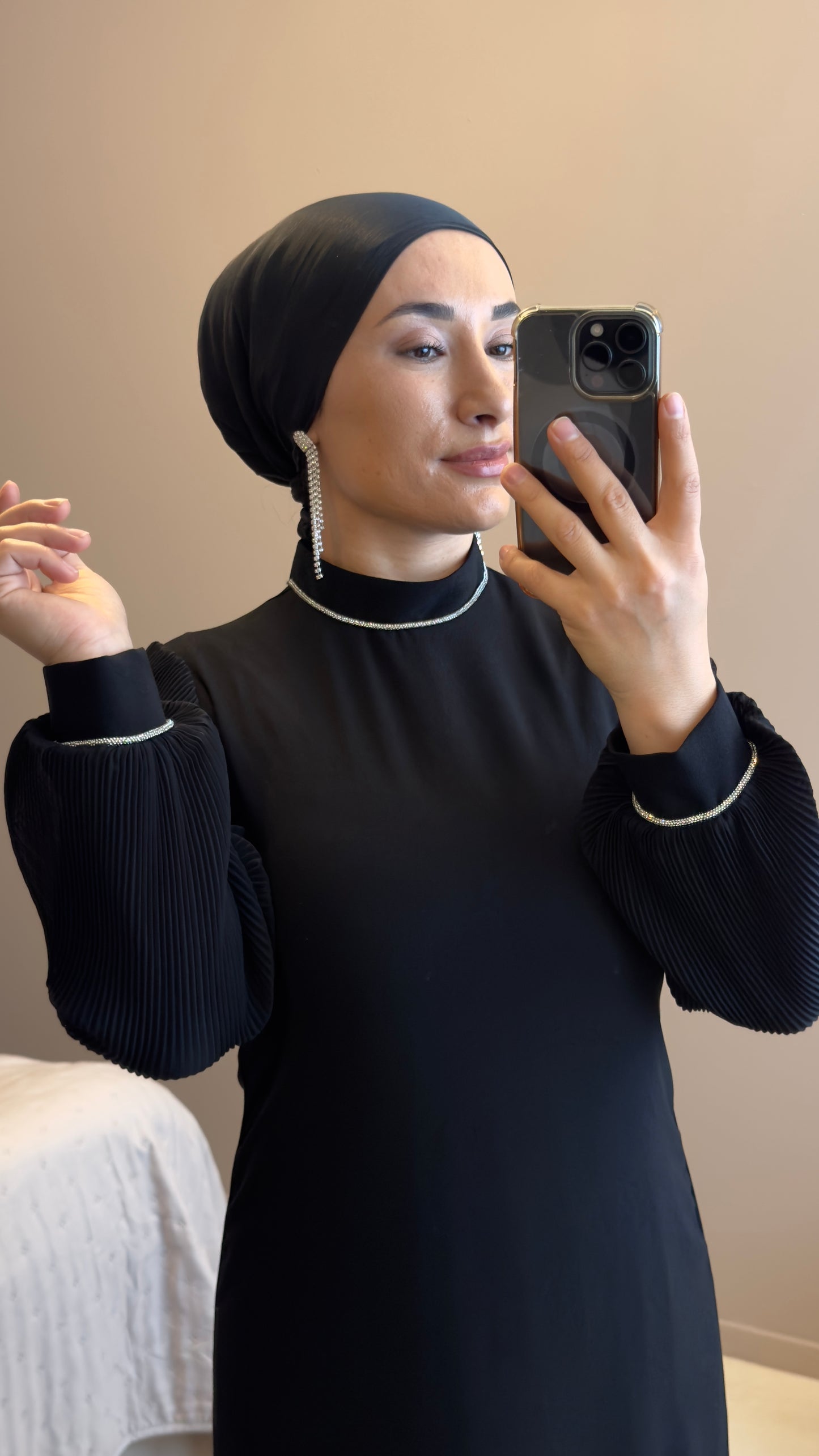 ROBE HIJAB NOIR -SIYAH KREP ELBISE