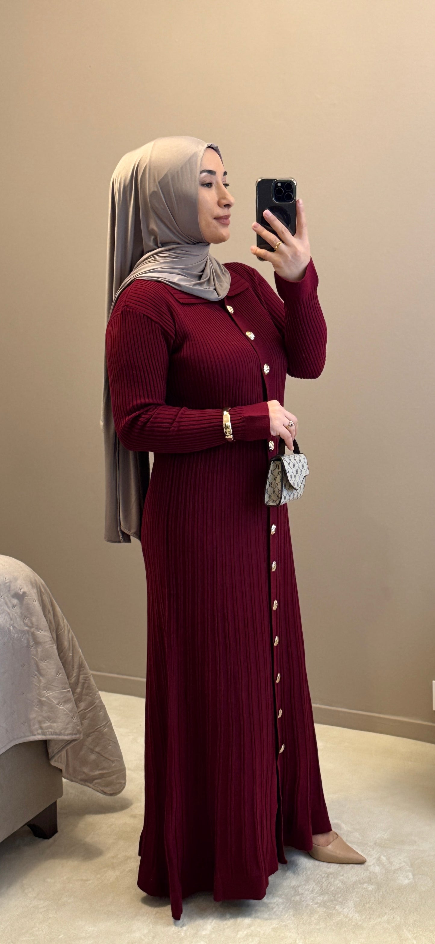 ROBE LONGUE BORDEAUX TRICOT - TRIKO BORDO ELBISE