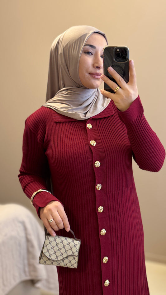 ROBE LONGUE BORDEAUX TRICOT - TRIKO BORDO ELBISE