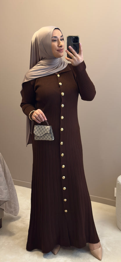 ROBE LONGUE MARRON TRICOT - TRIKO KAHVERENGI UZUN ELBISE