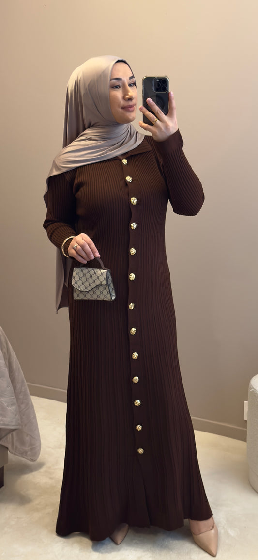 ROBE LONGUE MARRON TRICOT - TRIKO KAHVERENGI UZUN ELBISE