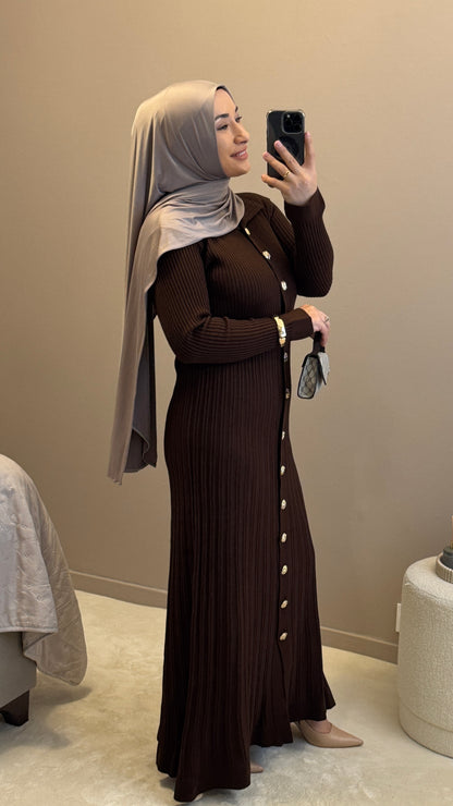ROBE LONGUE MARRON TRICOT - TRIKO KAHVERENGI UZUN ELBISE