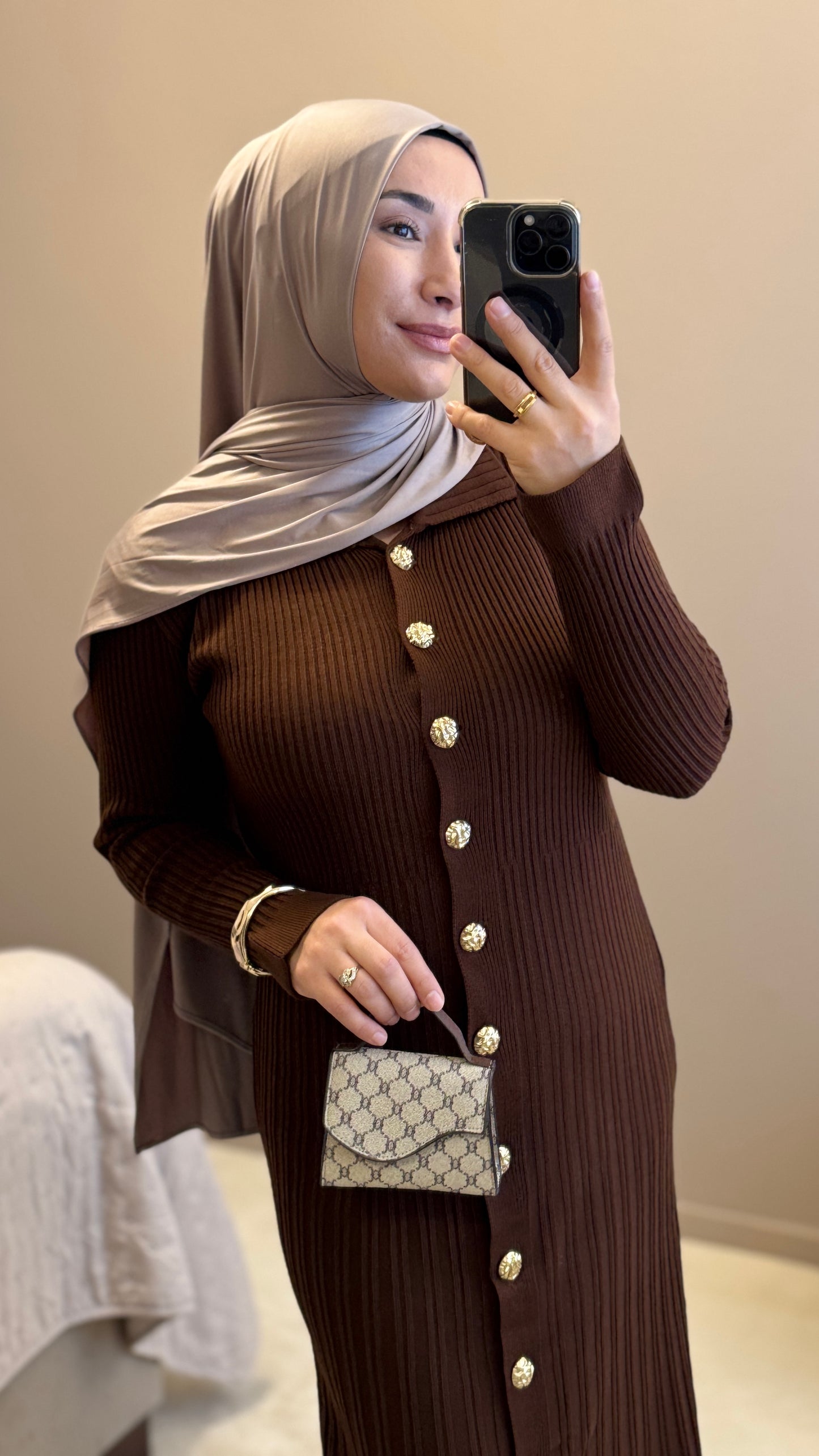 ROBE LONGUE MARRON TRICOT - TRIKO KAHVERENGI UZUN ELBISE