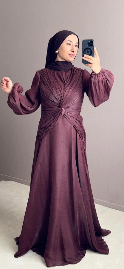 ROBE DE SOIREE MARRON EN ORGANZA-ELEGANCE ET LEGERETE