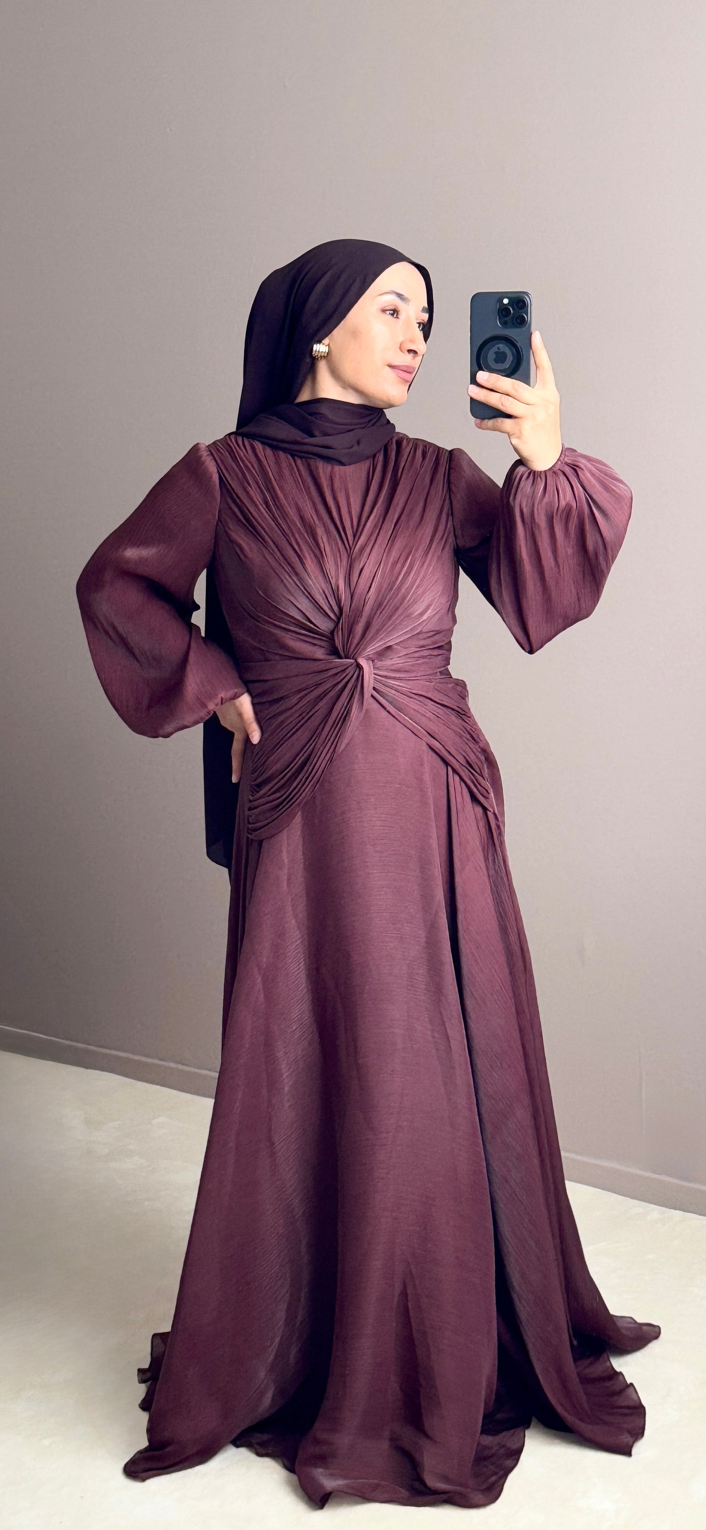 ROBE DE SOIREE MARRON EN ORGANZA-ELEGANCE ET LEGERETE