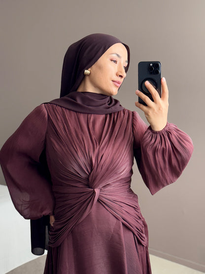 ROBE DE SOIREE MARRON EN ORGANZA-ELEGANCE ET LEGERETE