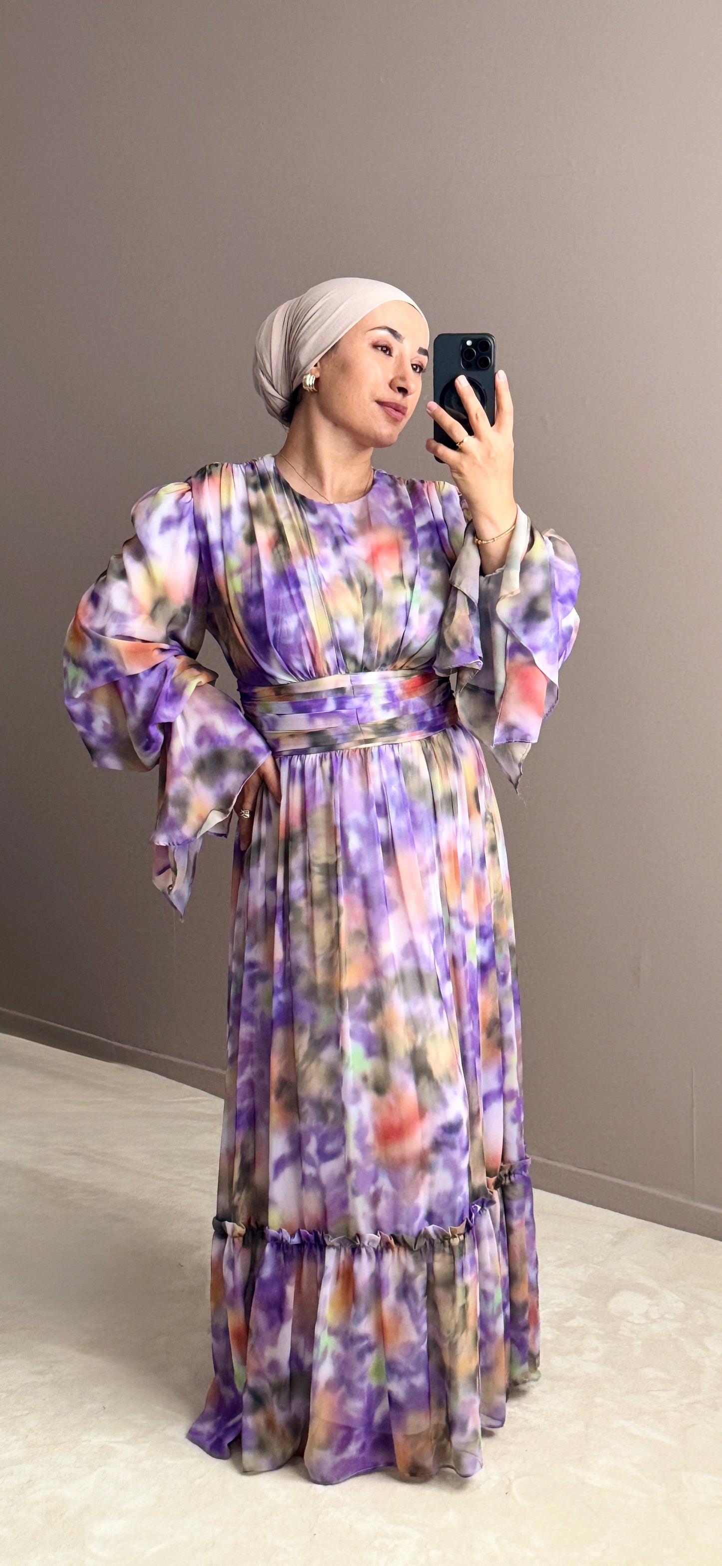 ROBE EN MOUSSELINE A VOLANTS