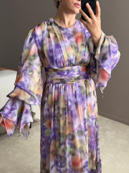 ROBE EN MOUSSELINE A VOLANTS