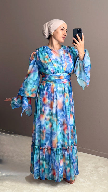 ROBE EN MOUSSELINE A VOLANTS