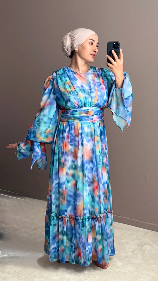 ROBE EN MOUSSELINE A VOLANTS