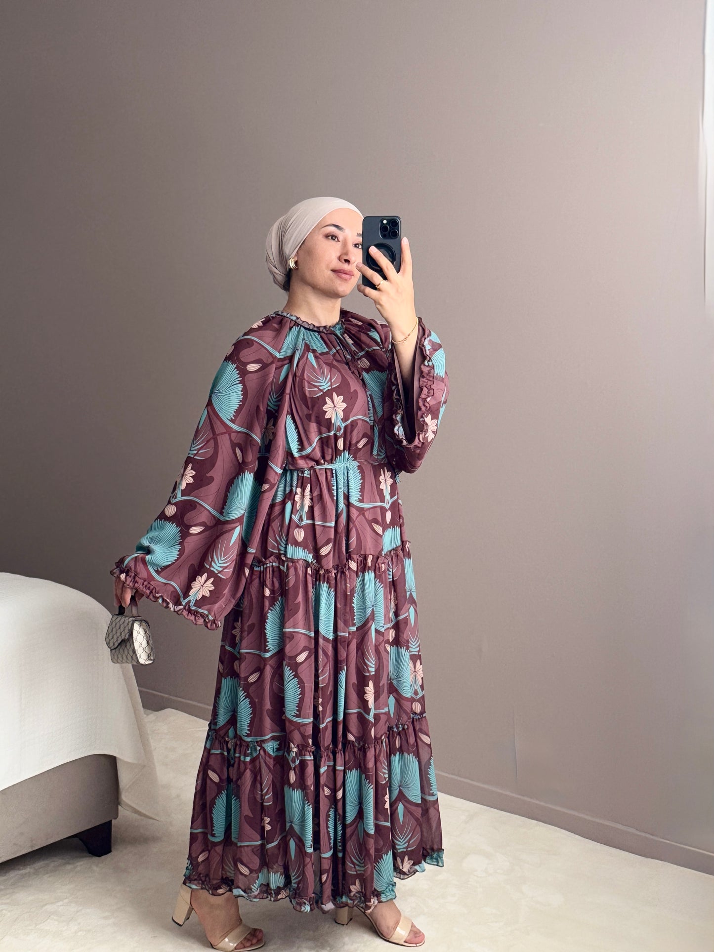 ROBE MOUSSELINE A VOLANTS