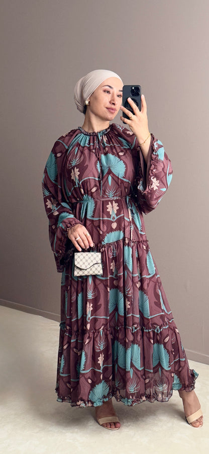 ROBE MOUSSELINE A VOLANTS