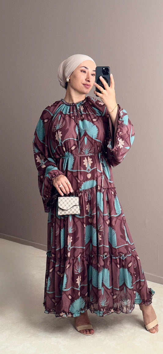 ROBE MOUSSELINE A VOLANTS