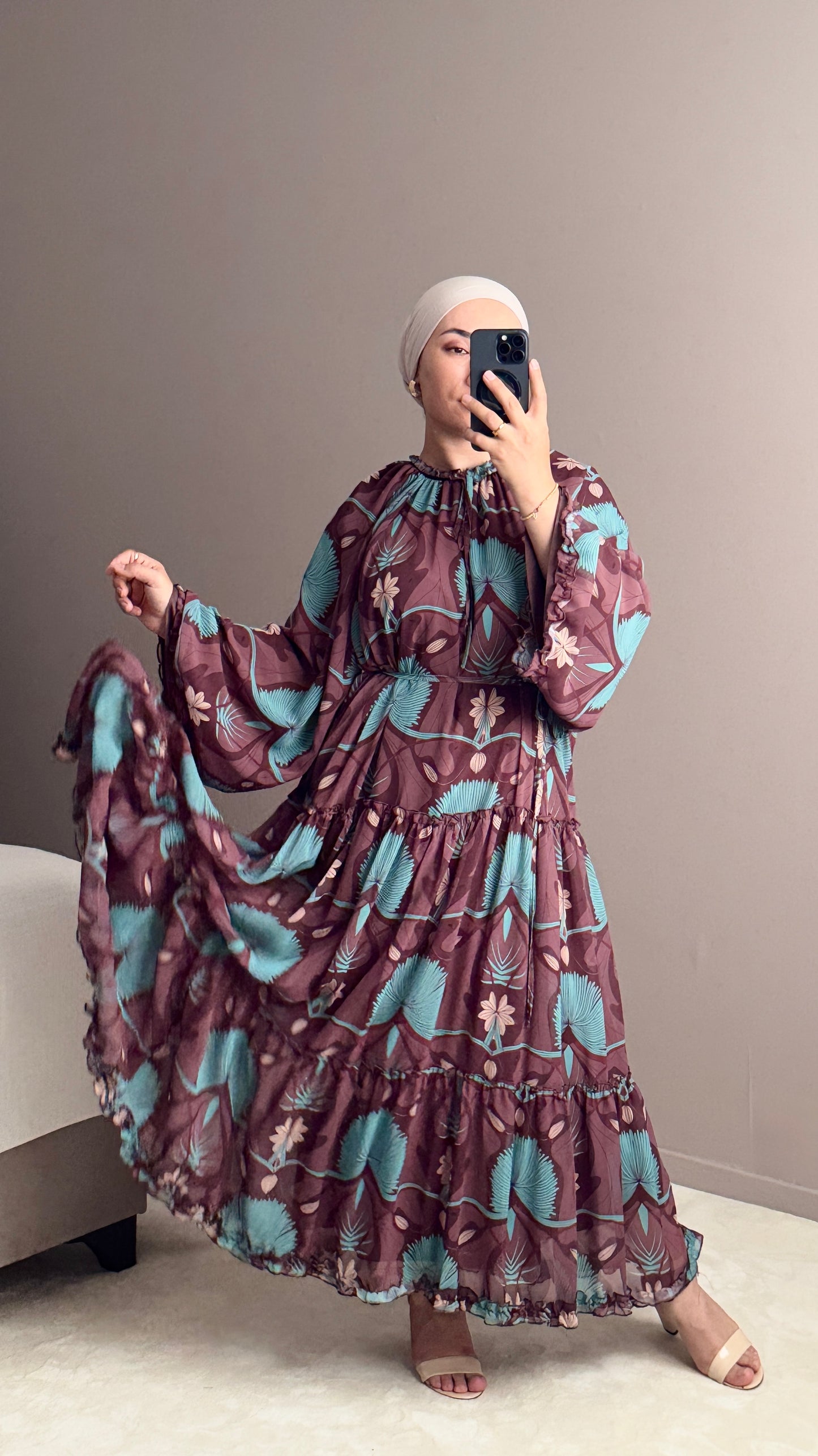 ROBE MOUSSELINE A VOLANTS